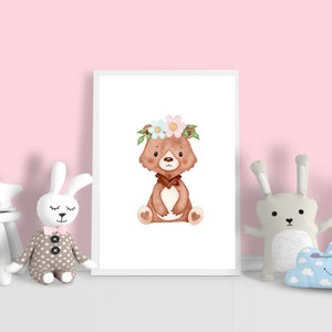 Baby Bear Printable Nursery Wall Art, Gender Neutral, Woodland Animals, Kids Wall Art, Bedroom Decor, Baby Animal Print. Forest Animal Art