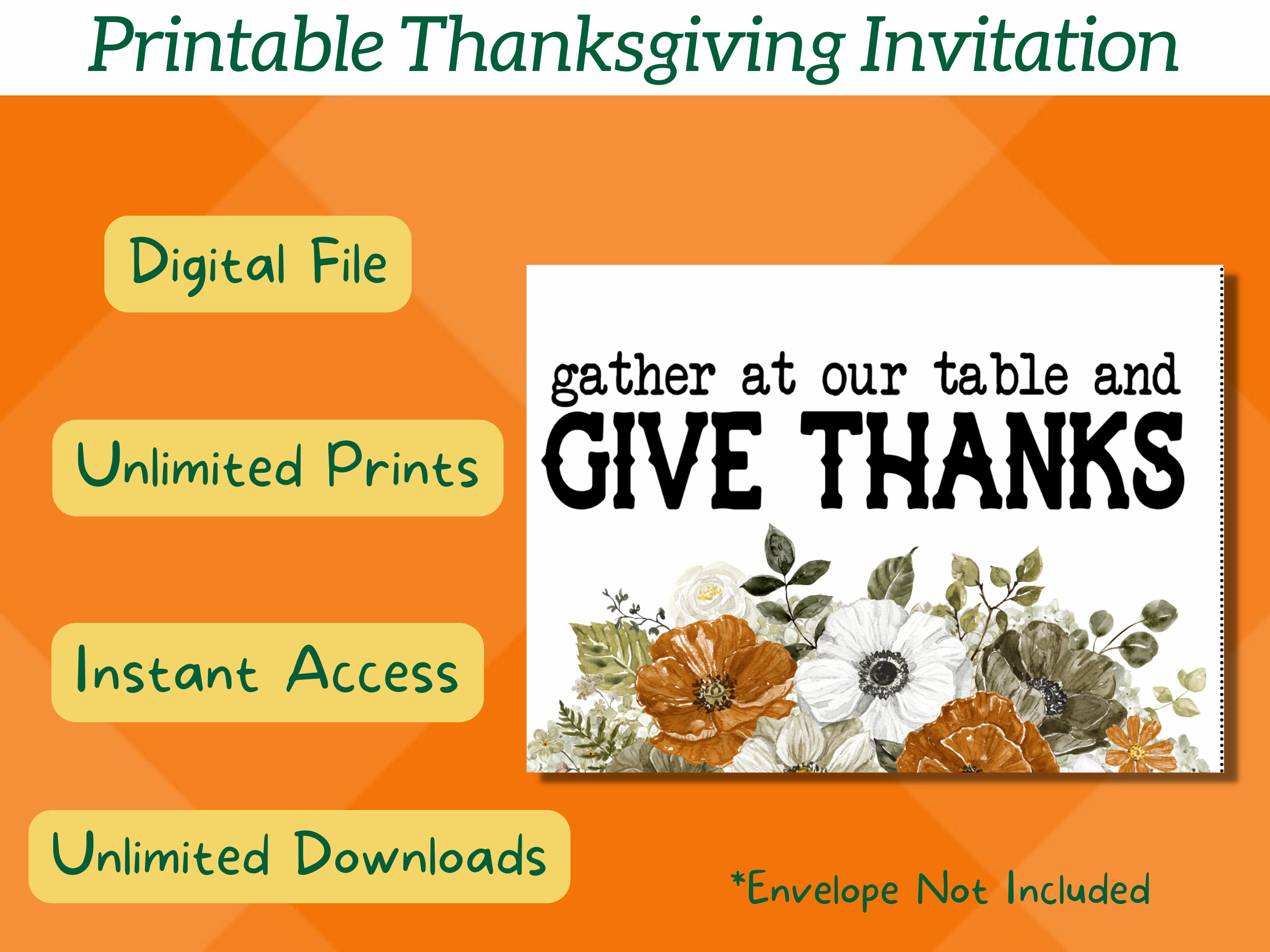 Printable Thanksgiving Invitation, Friendsgiving, Thanksgiving Dinner ...