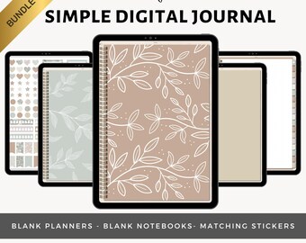 Diario digital Comfort/Sencillo / Agenda digital en blanco y cuaderno / Diario de viñetas con hipervínculos y puntos / Pegatinas a juego