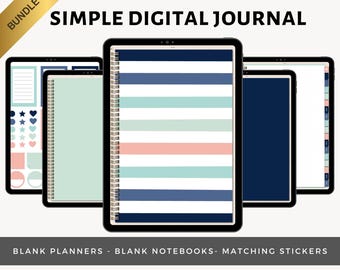 Deseos / Paquete de diario digital simple / Agenda y cuaderno digital en blanco / Hipervínculos / GoodNotes, Notability, agenda para iPad / Pegatinas