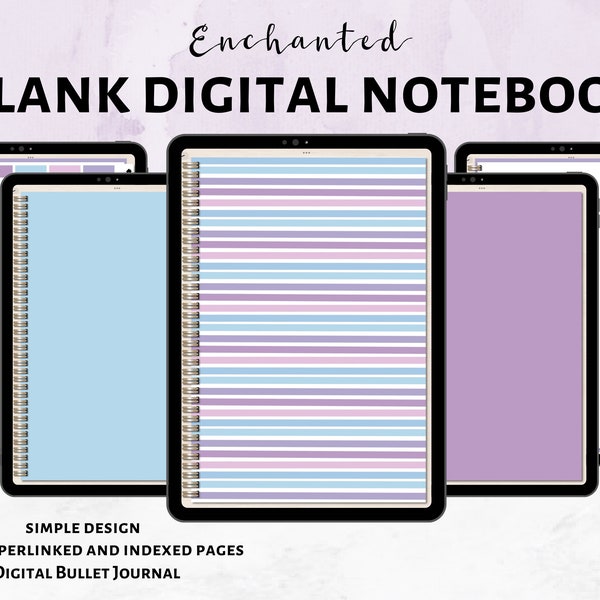 Enchanted Blank Digital Notebook; Digital Journal; Hyperlinked notebook; iPad Notebook; covers; hyperlinked pdf; simple notebook