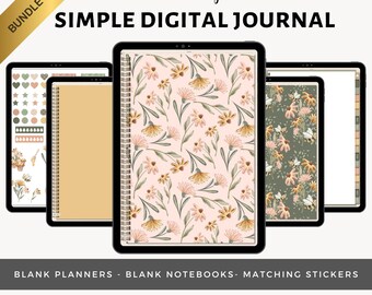 Miel / Paquete de diario digital simple / Agenda digital en blanco y cuaderno / Diario de viñetas con hipervínculos / Pegatinas a juego