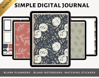 Maravillas / Paquete de diario digital simple / Agenda y cuaderno digital en blanco / Diario de viñetas con hipervínculos y puntos / Pegatinas a juego