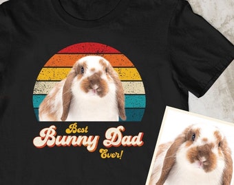 Best Bunny Dad Shirt. Personalised Rabbit Dad Tshirt. Custom Bunny Rabbit Dad T-shirt Rabbit Present for Him Mens Boys Rabbit Retro T Shirt