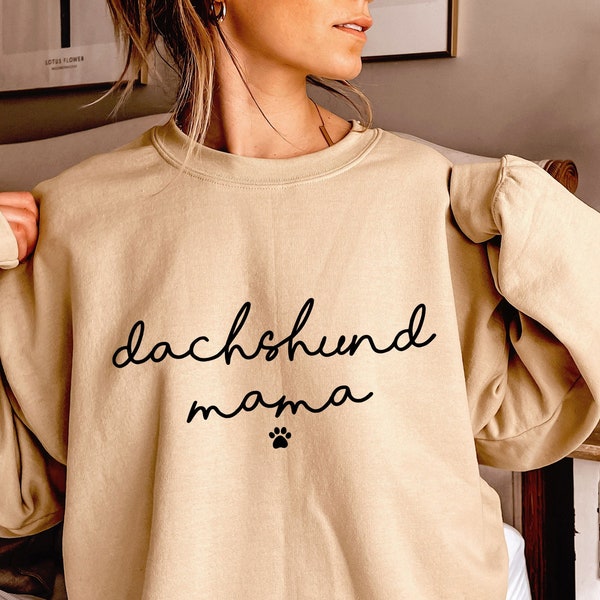 Dachshund mama sweatshirt. Dachshund mum jumper. Dachshund mom sweater. Womens Dachshund crewneck comfy top. Sand black red green pink UK US