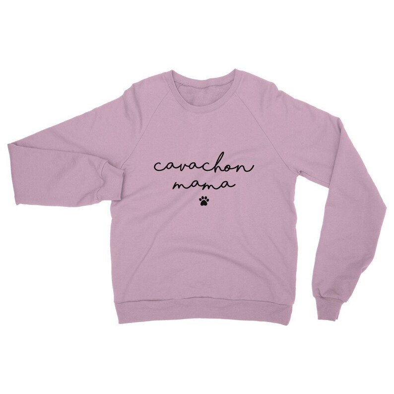 Cavachon mama sweatshirt. Cavachon mum jumper. Cavachon mom sweater. Cavachon dog gift gifts. Womens Cavachon crewneck. Pink black grey UK image 4