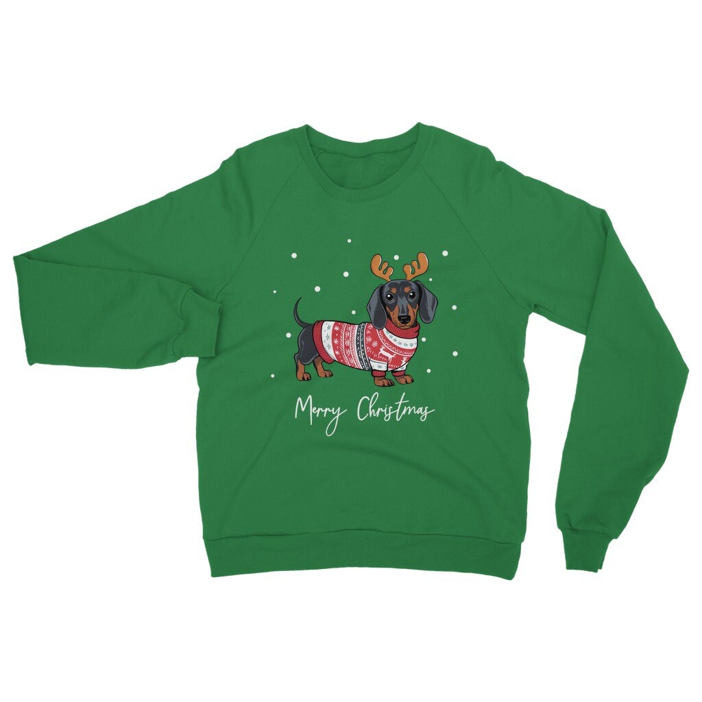 Sausage Dog Christmas Jumper. Dachshund Merry Christmas