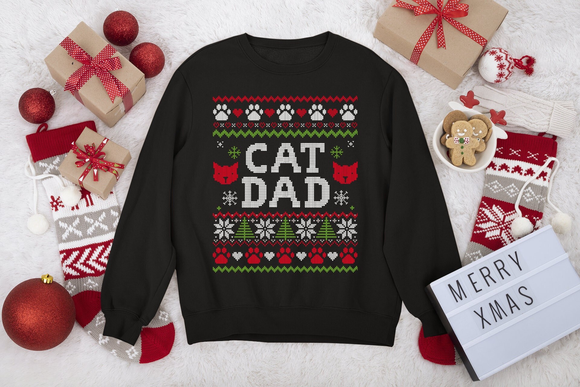 Cat Dad Christmas Sweater Cat Dad Ugly Christmas Jumper - Etsy