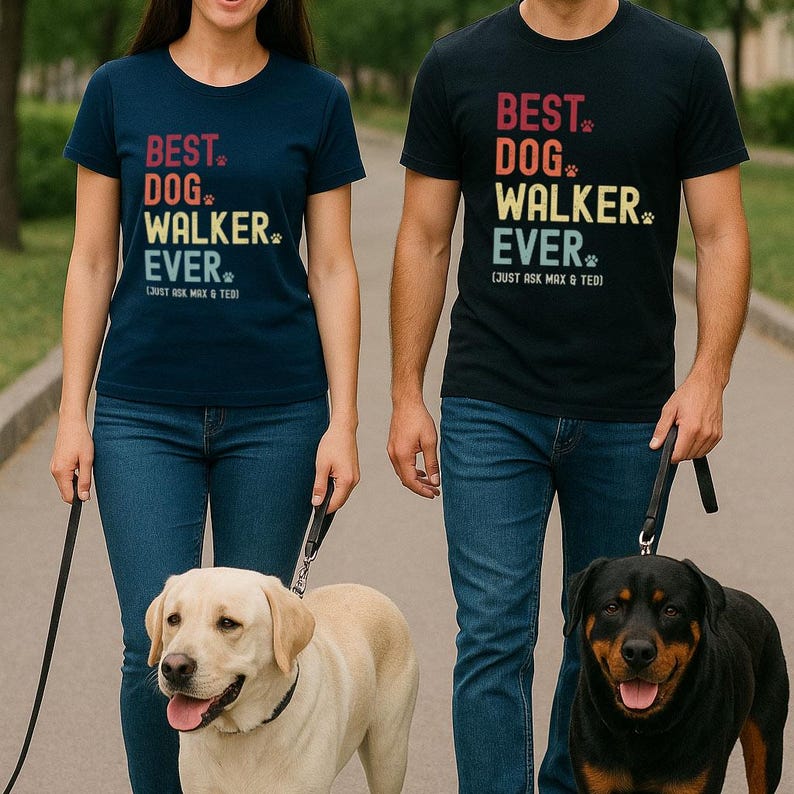 Best Dog Walker Ever t shirt t-shirt tshirt. Dog walker personalised custom gift gifts. Fun thank you dog walker present from dogs. UK US image 4
