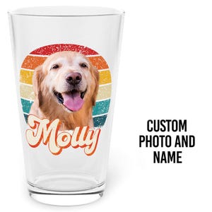 Dog Face Beer Glass, Pet Photo Pint Glass, Personalised Retro Cat Dog Rabbit Picture Glasses Cup, Customised Glass Gift Present, Pet Lover