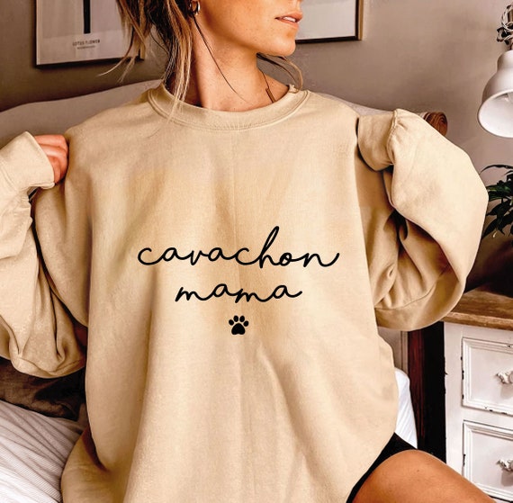 Cavachon mama sweatshirt. Cavachon mum jumper. Cavachon mom sweater. Cavachon dog gift gifts. Womens Cavachon crewneck. Pink black grey UK
