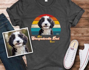 Sheepadoodle Dad t shirt. Best Sheepadoodle Dog Dad tshirt t-shirt tee. Mens Sheepadoodle top. Custom Sheepadoodles gift for him UK US