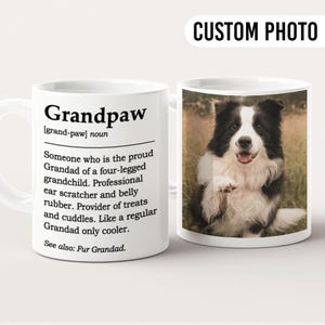 Grandpaw definition mug with personalised custom photo picture. Grandpaw dictionary meaning coffee tea mug. Grandpaw funny cute gift present