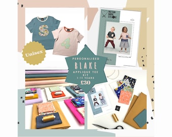 Kit de costura para apliques de camisetas para niños, top sencillo para niños y niñas de 1 a 11 años, patrón de costura unisex DIY, construcción sencilla.