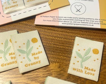 Made by Granny – Woven Sewing Labels (Pack of 6) | Handmade Clothing and gifting for baby & kids | Recycled, Eco-Friendly, UK Made,