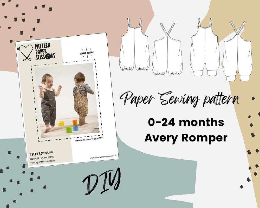 Dungaree Sewing Pattern for Baby and Toddler. Paper Pattern. Romper All