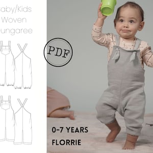 PDF Boys and Girls, Unisex Dungaree/Romper Sewing Pattern. All in one for babies/toddlers. Digital, Print at home. Woven, non-stretch