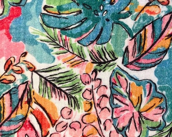 Tela de gasa doble con diseño tropical "Little Johnny" para primavera y verano, 100 % muselina de algodón. Tela para confección vendida por medio metro.