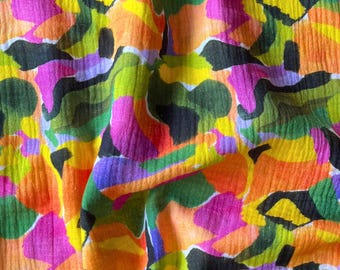 Tropical Palette Double Gauze Fabric | Paint Streak Botanical Print | 100% Cotton | Kids and Adults | Soft & Breathable | UK Fabric Shop