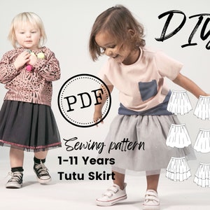 PDF Mädchen Tutu Rock Schnittmuster. Einfach zu nähen und ideal für Nähanfänger. Trendy und modische selbstgemachte Kleidung. Drucken Sie zu Hause, Digital.