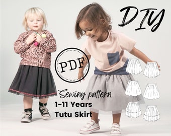 PDF Girls Tutu Skirt Sewing Pattern. Easy to sew, and great for beginners. Trendy and fashionable homemade clothes. Print at home, Digital.