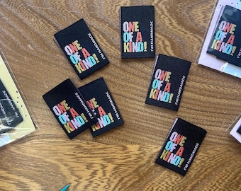 Etiquetas tejidas para coser "One Of A Kind": añade el toque artesanal perfecto (paquete de 6) Poliéster reciclado, costura con estilo, regalos de costura