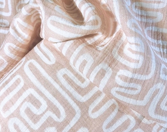 Muselina moderna de gasa doble estampada 100 % algodón, monocolor, color piel - 130 cm. Tela de muselina para bebé/infantil/decoración/confección. Se vende por medio metro.