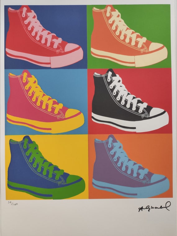 vapor pandilla Popular Andy Warhol Firmado CONVERSE SHOES Certificado Leo - Etsy España