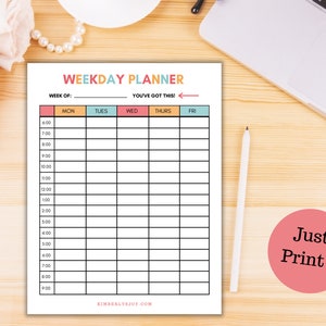 Cute Weekday Planner Printable! (Single sheet option).