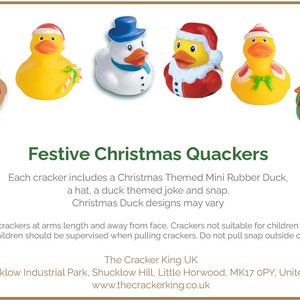 6 Rubber Duck Christmas Quackers Crackers Gold image 3