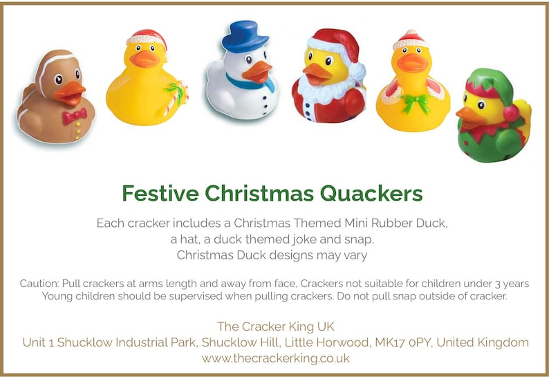 6 Rubber Duck Square Christmas Crackers Gold image 4