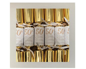 6 petardos de Bodas de Oro para el 50.º aniversario - Con cristales fósiles de dragón y unicornio británicos - Regalo para el 50.º aniversario - Recuerdo