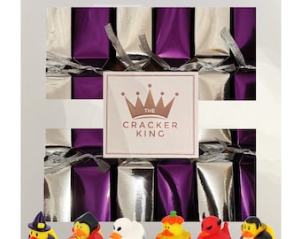 6 galletas de patito de goma para Halloween (moradas y plateadas)