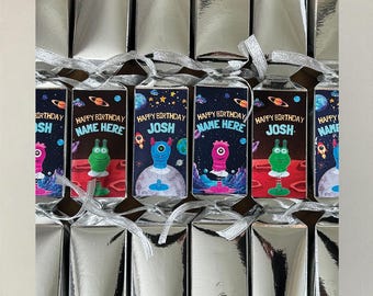 Galletas de cumpleaños personalizadas - 6 regalos de fiesta de monstruos - Galletas de extraterrestres de otro mundo - Juego de salto de monstruos
