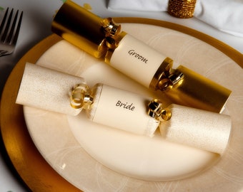 Gold and Ivory Personalised Wedding Crackers - 12 inches