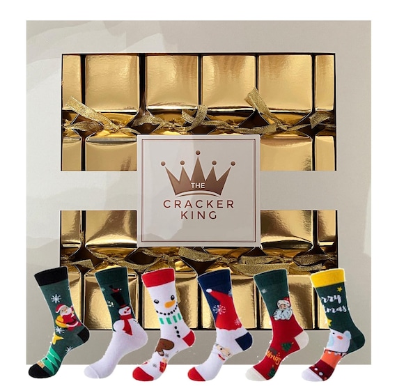 Christmas Sock Crackers -  Christmas Socks Gift Crackers - One Size - Gold Crackers