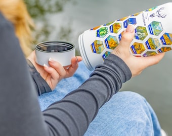 Botella de agua con pegatinas para la lista de deseos de países europeos de The Langford, rastreador de botellas de agua con lista de verificación - Botella de viaje para viajes por Europa