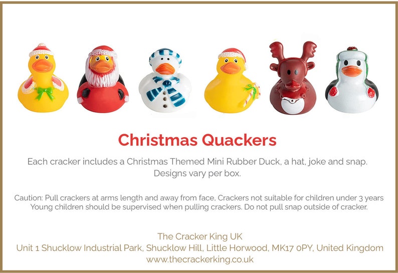 6 Rubber Duck Christmas Quackers Crackers Etsy UK