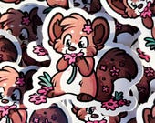 Cherry Blossom Tanuki Raccoon - Furry Art Animal Decal, Kawaii Vinyl Sticker for Laptops, Water Bottles, Journals