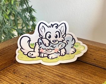 Chibi Fox and Dog Sticker – Glossy Furry Art Decal