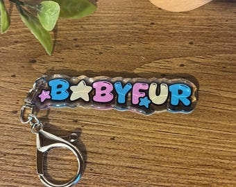 Babyfur Keyring - Furry acrylic glitter keychain