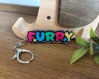 Furry Keyring - Acrylic glitter keychain