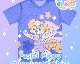 Pastel Puppy Girl - Oversized Sports T-Shirt