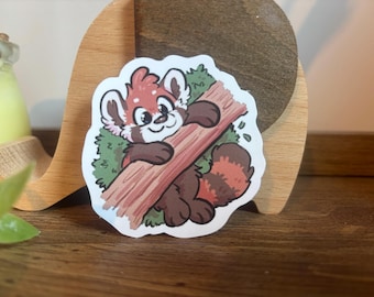 Red Panda in Tree Sticker – Glossy Furry Art Decal