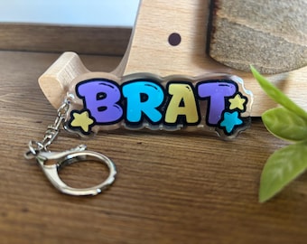Brat Keyring - Acrylic glitter keychain