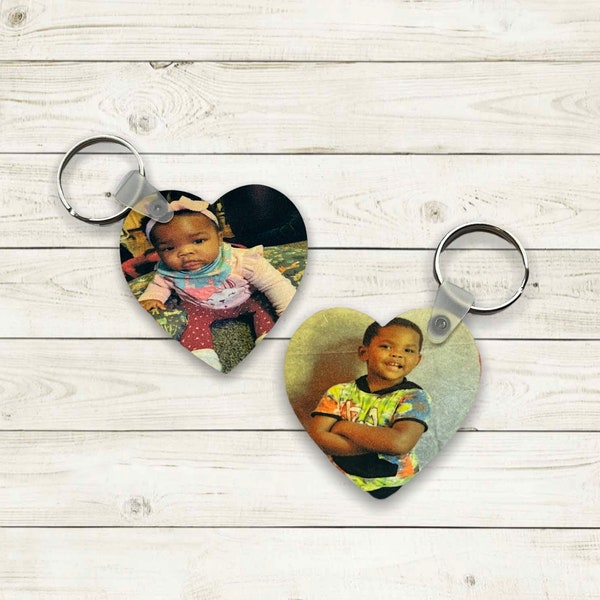 Heart Shaped Photo Keychain Etsy