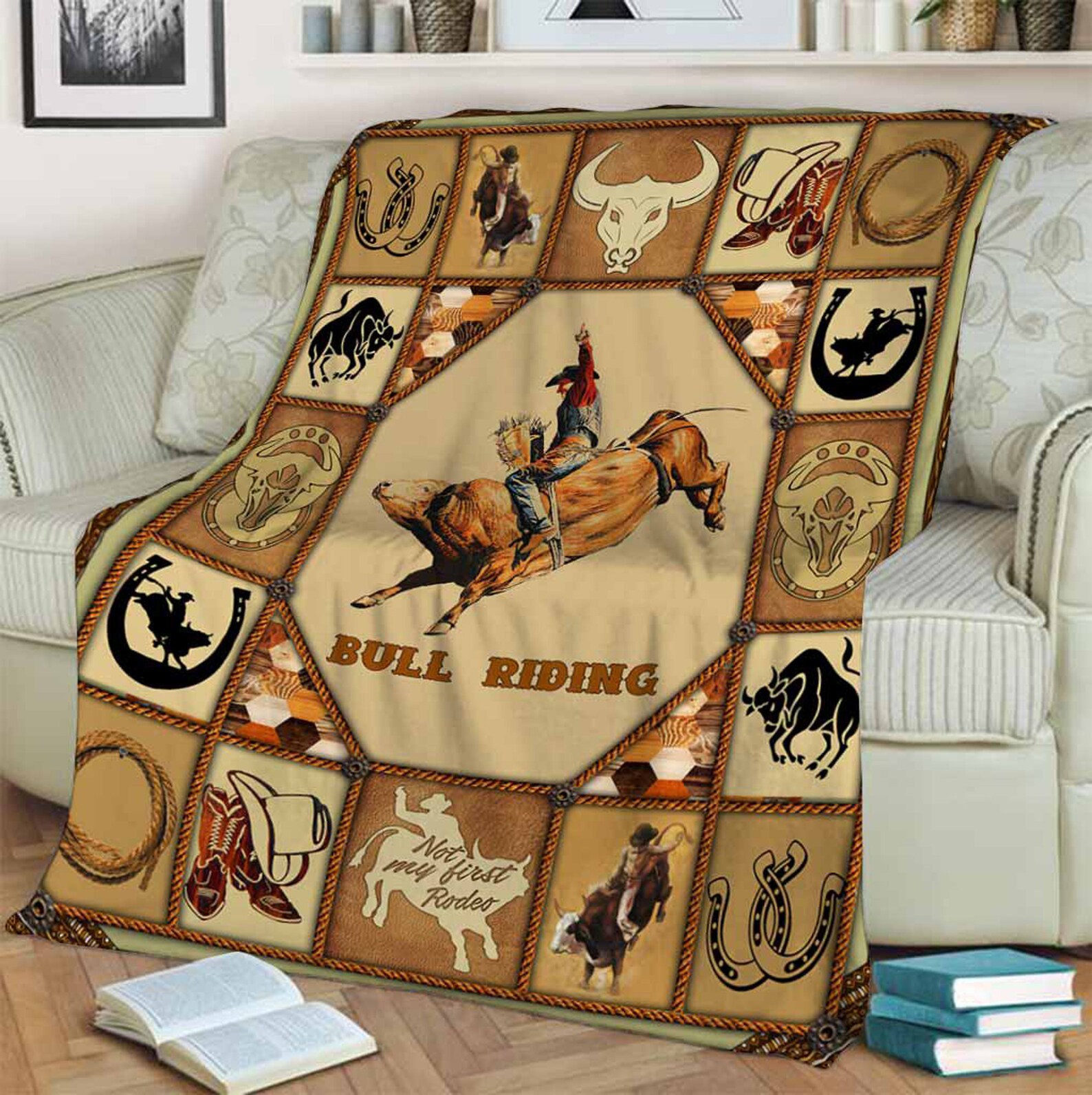 Bull Riding Quilt Fleece BlanketMink BlanketSherpa Etsy