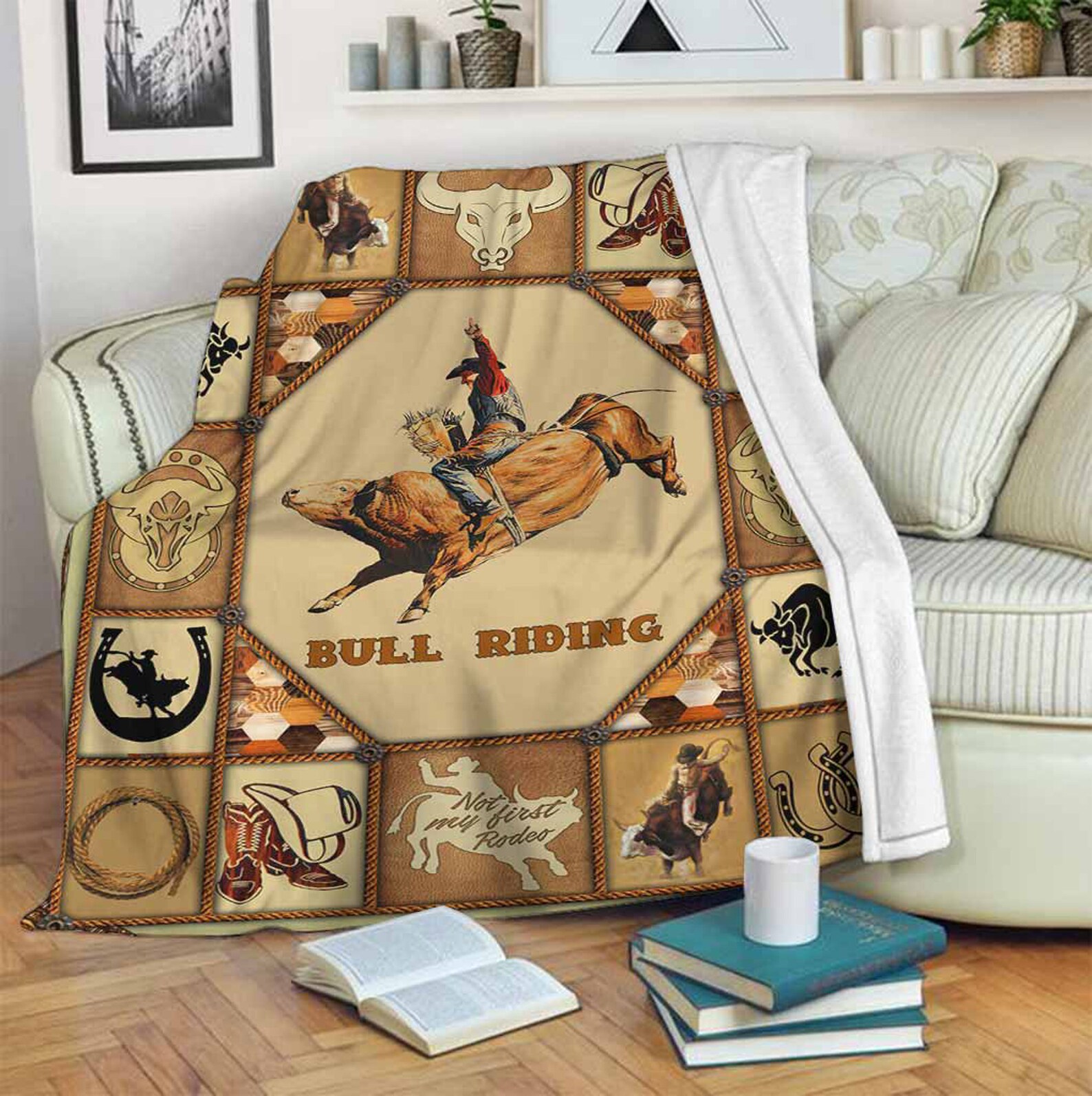 Bull Riding Quilt Fleece BlanketMink BlanketSherpa Etsy