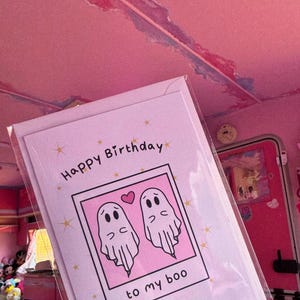 GHOST GEBURTSTAGSKARTE | süßes Partner Geschenk Boo Geburtstagsgeschenk | emo alternative Grußkarte | gruselige Feier Karte | Freund Freundin