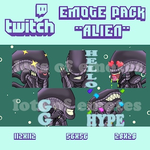 Alien Twitch Emote Package /Hello /Hi /In Love/ Heart Eyes/ GG/ Hype /Aww